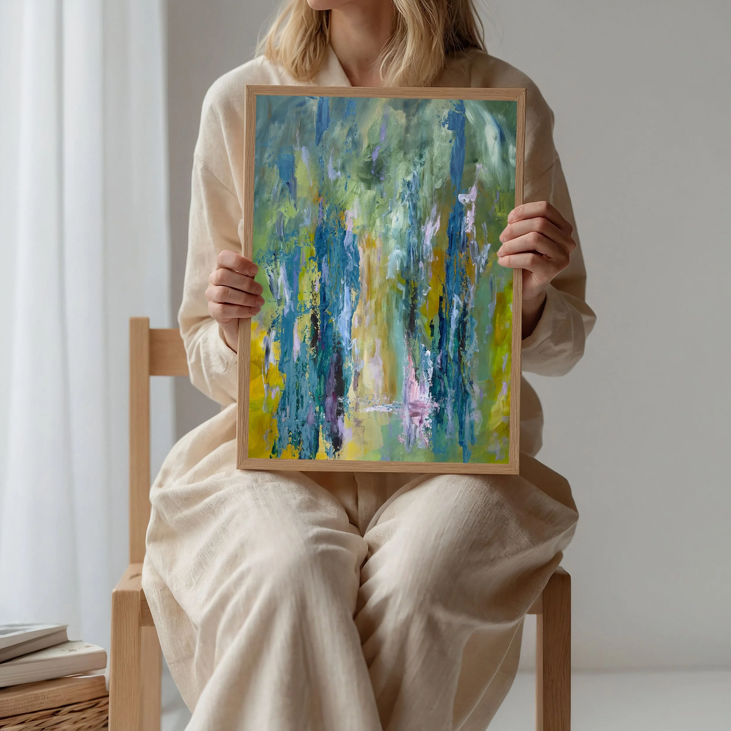 Lady in Beige holding laughterintherain.jpg