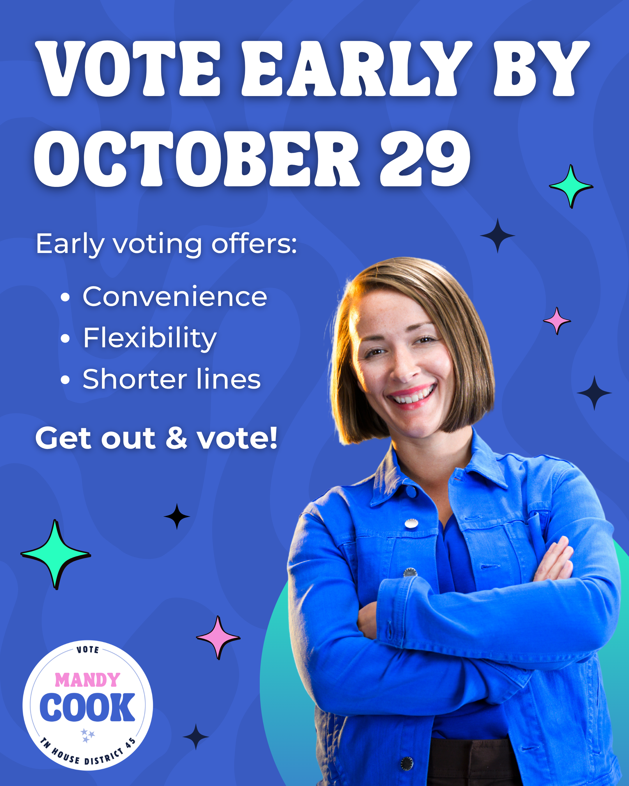 Graphic encouraging people to vote early by October 29