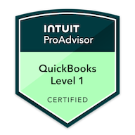Badge for Intuit ProAdvisor QuickBooks Level 1 certification
