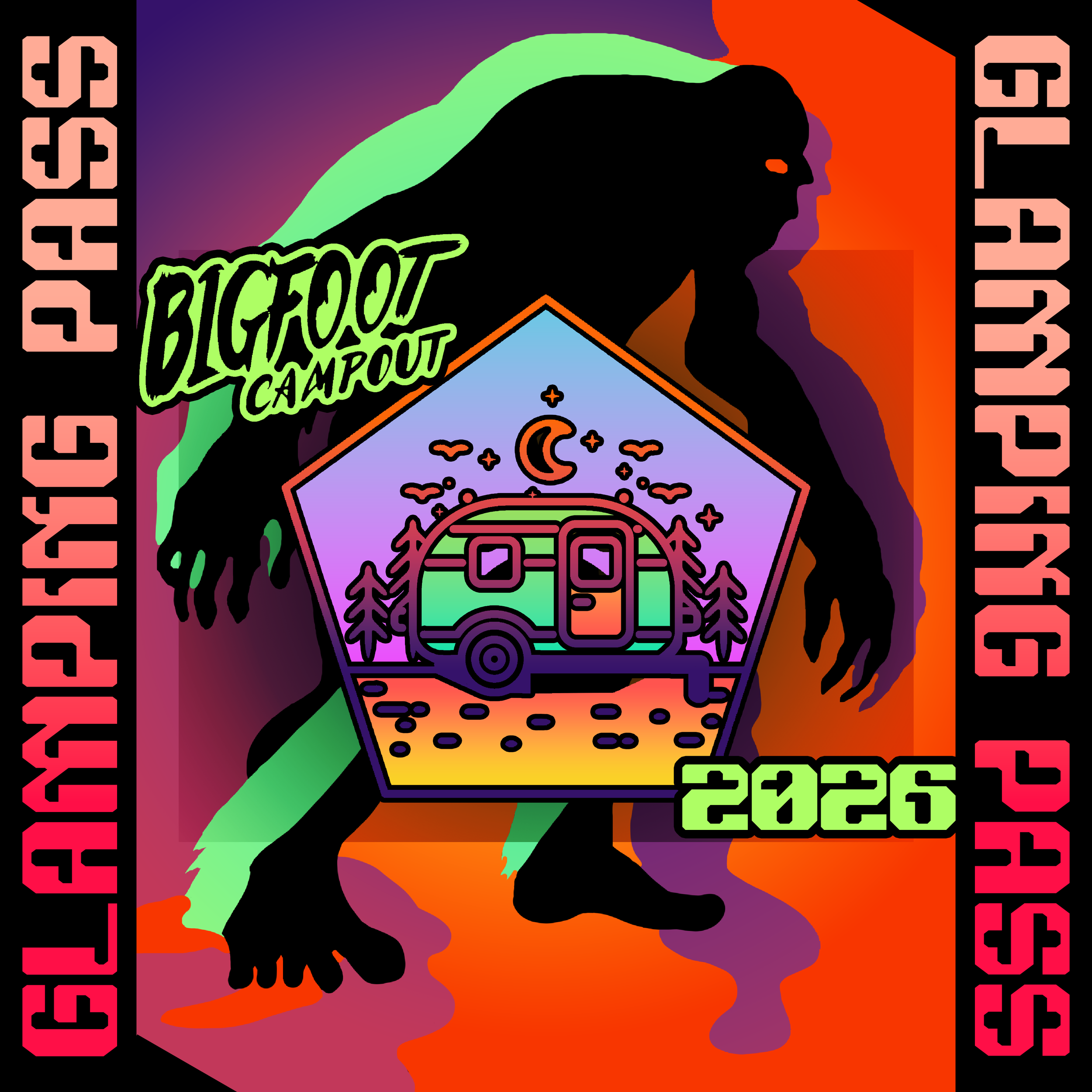 Bigfoot Campout 2026 3-Day Camping Pass - 30x50ft RV/2-Car Glamping Space