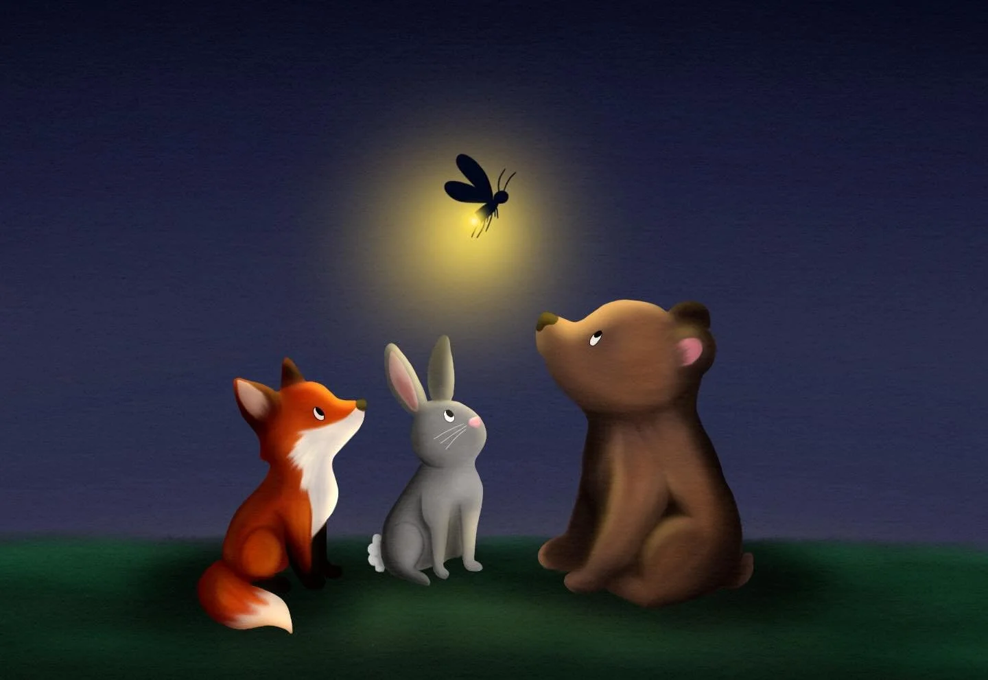 Three friends and one tiny light 🦊🐻🐰✨

#childrensbook #childrensbookillustrator #childrensillustration #kidslit #childrensbookillustration