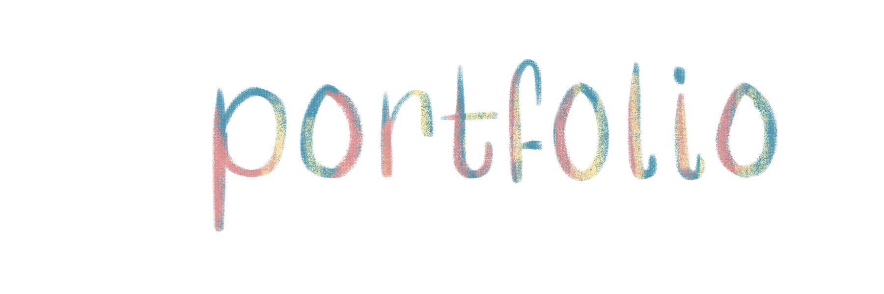 Colorful text that says 'Portfolio' in a playful, handwritten style.