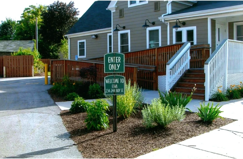 The new Benefit Office and new landscaping.