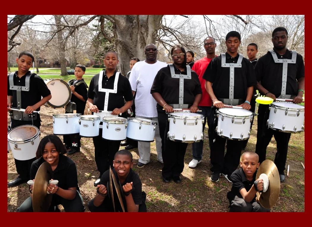 A volunteer drum corps of young black students