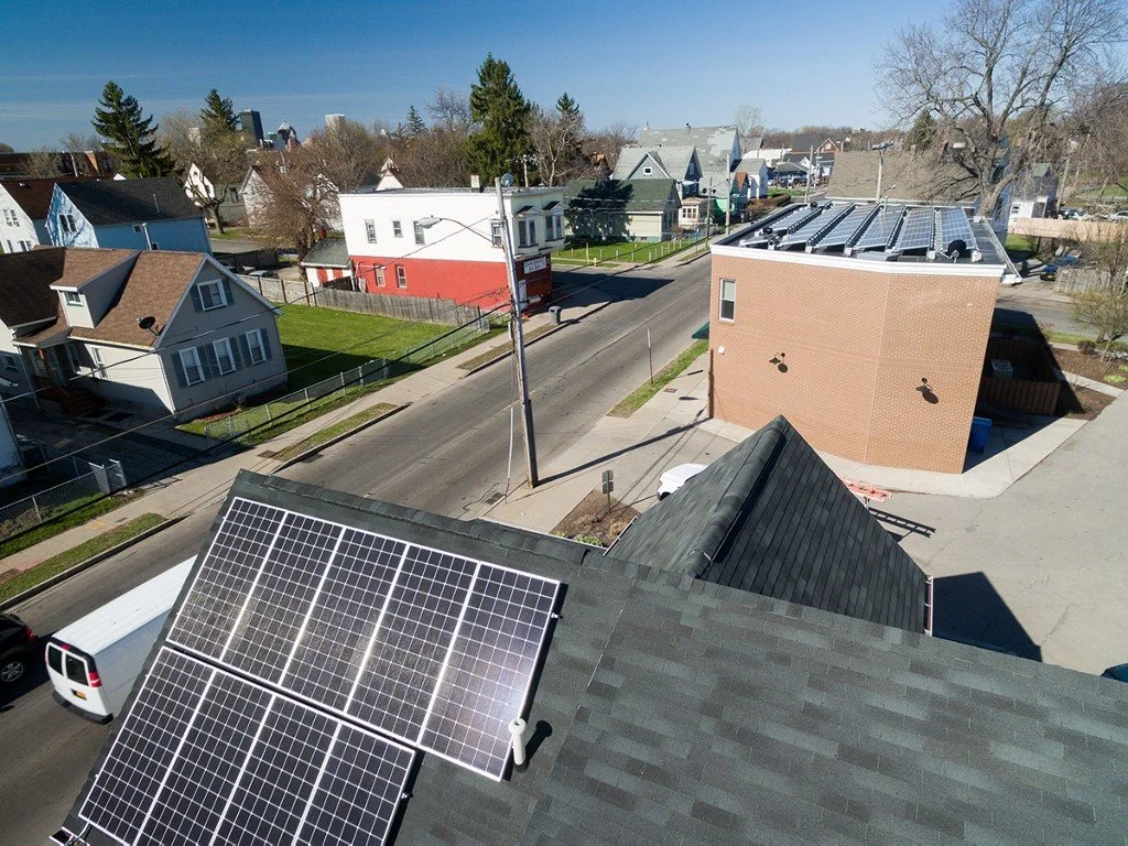 Rooftop image of solar panels