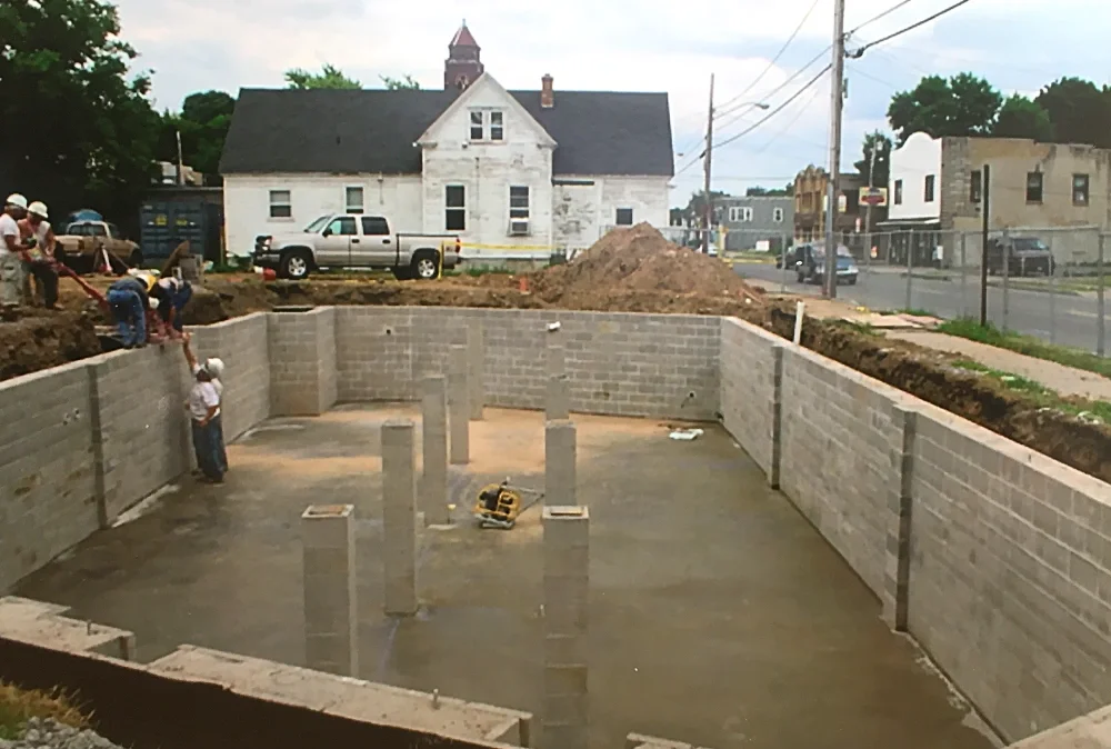 The foundation takes shape.