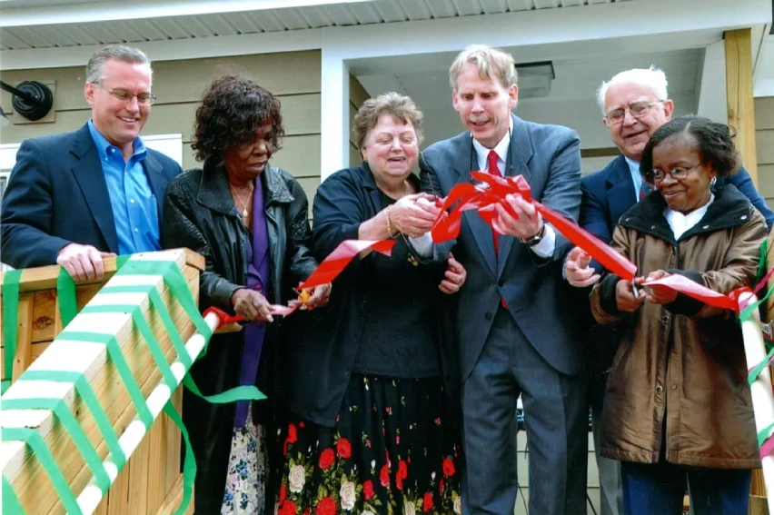 The ribbon cutting ceremony for the Benefit Office (left to right): President and CEO of LeChase Construction Bill Goodrich, ESWA Advisory Committee member Shirley Sapp, ESWA Advisory Committee member Trudy Harper, ESWA Advisory Committee president M