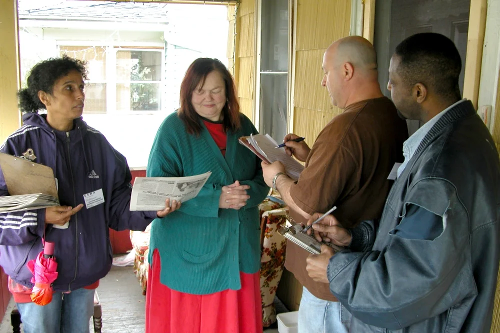 Volunteers participating in  a membership canvass