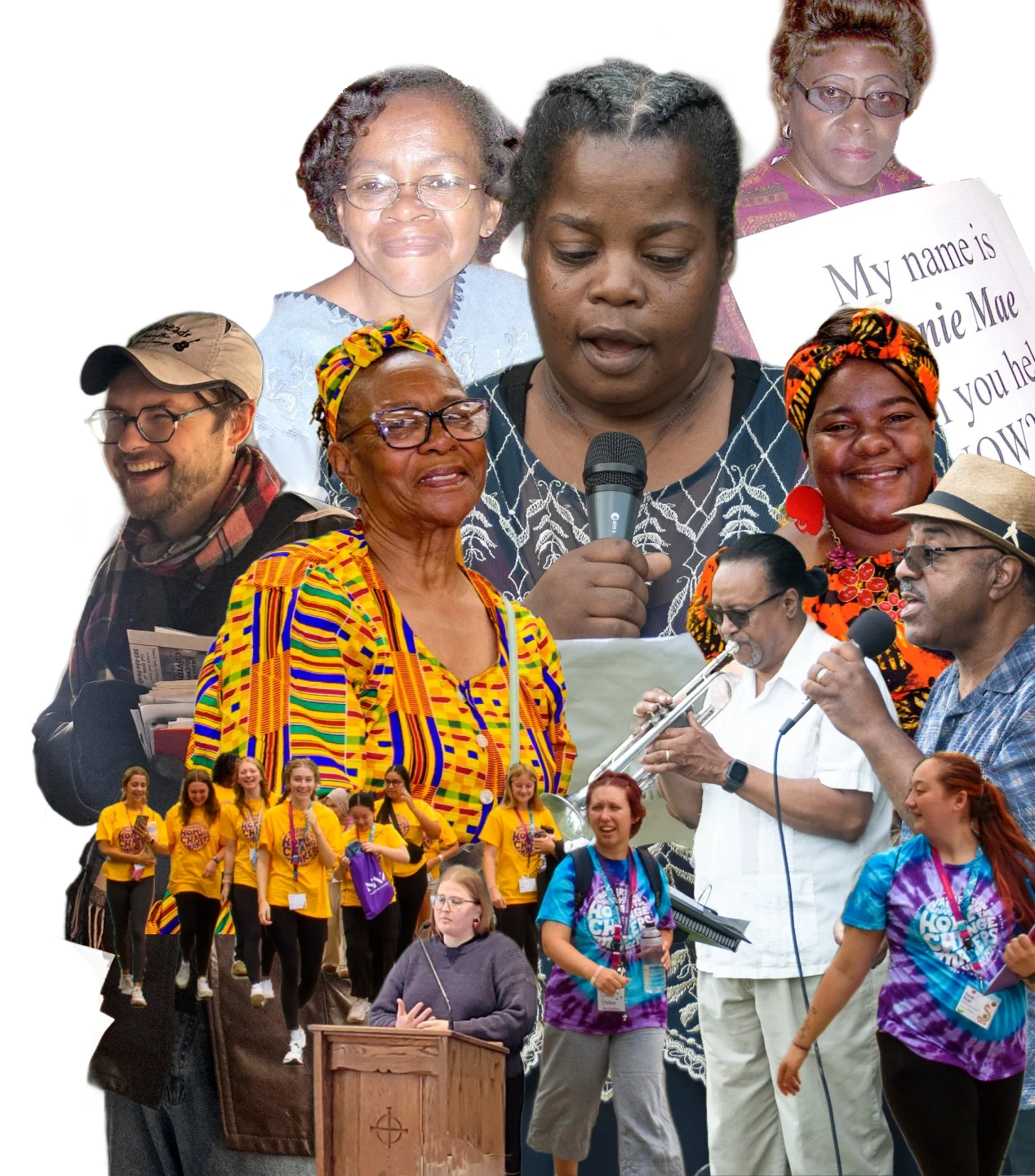 Photo collage of ESWA volunteers and members on various activities.