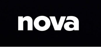 White lowercase 'nova' logo on a black background.