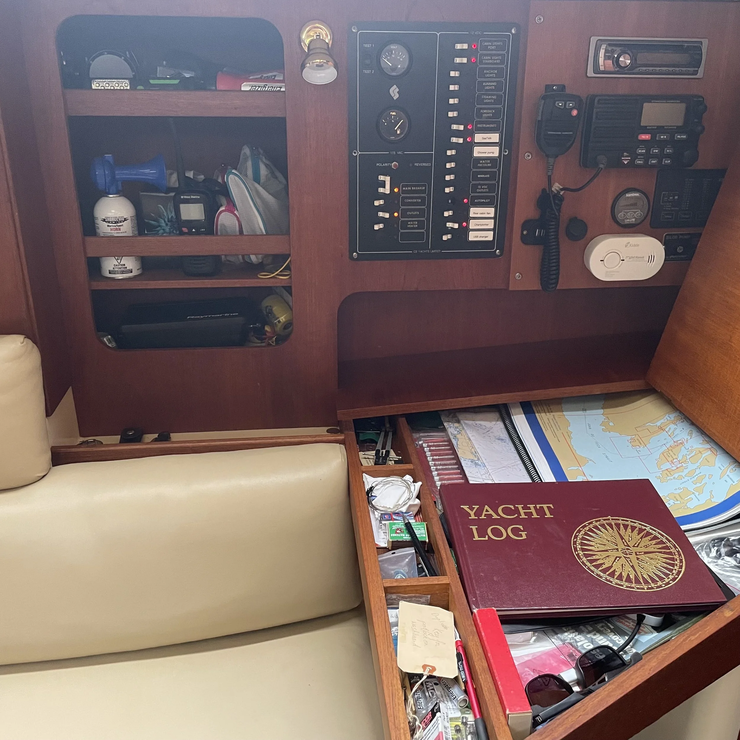 Chart desk has room for charts, logs, laptops and more.