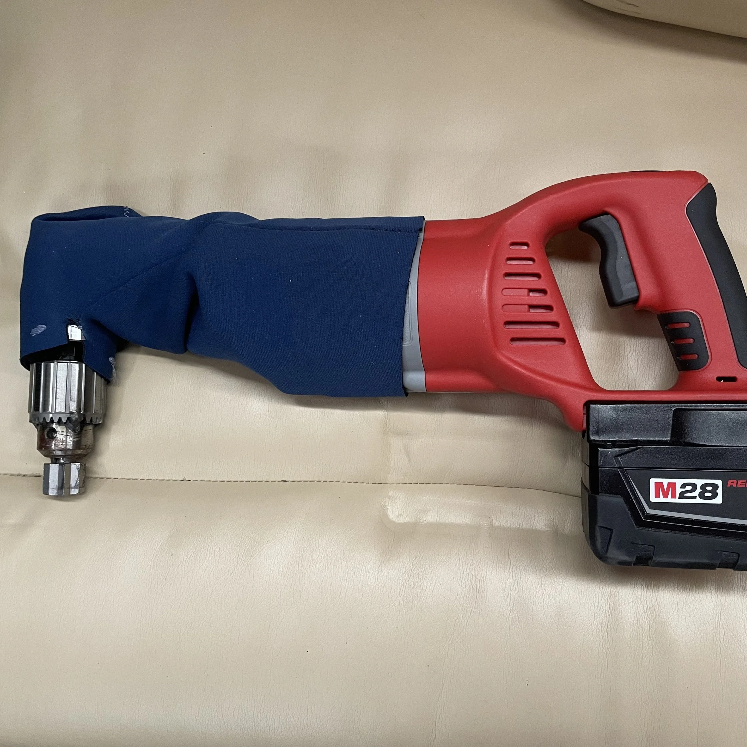 All four winches can also be operated by a heavy duty Milwaukee M28 Cordless 1/2" Right Angle Drill that is powerful enough to raise a crew member up the mast. Selling separately.