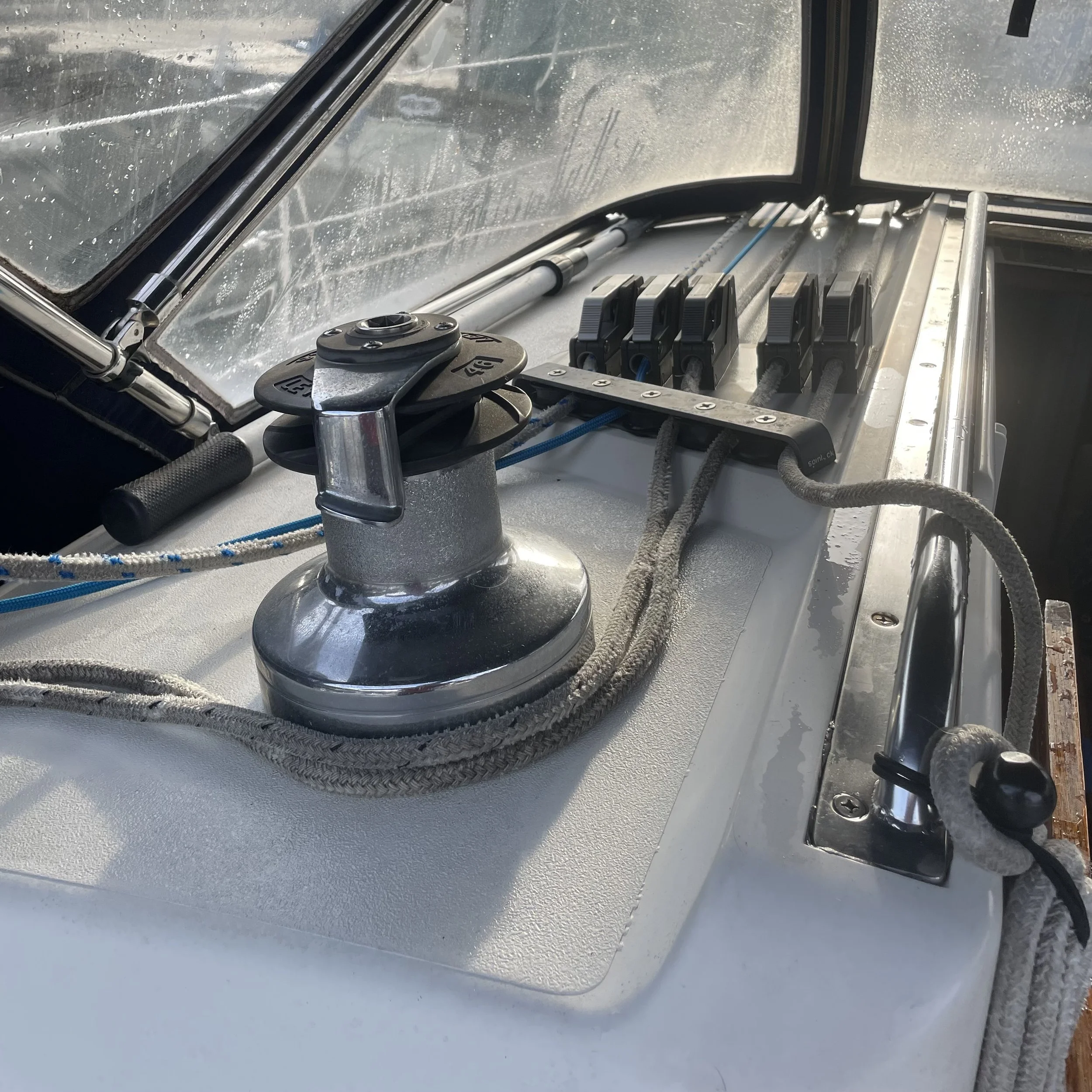 Large cabin-top winches. 