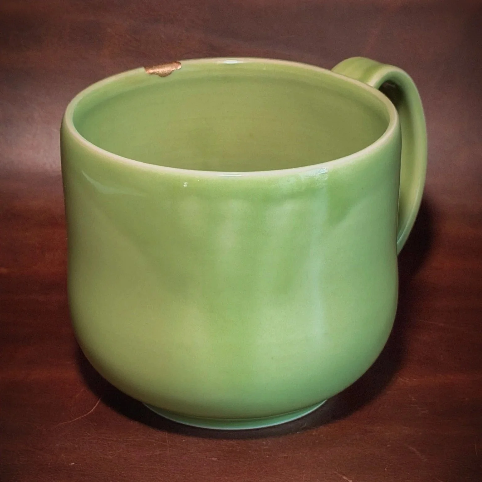 I bought this mug from JaMpdx here in Portland years ago, and I’ve always loved the way they apply the decorations onto their pieces, almost like frosting. When it developed a small chip, I was excited to try a new kintsugi technique using maru-fun g