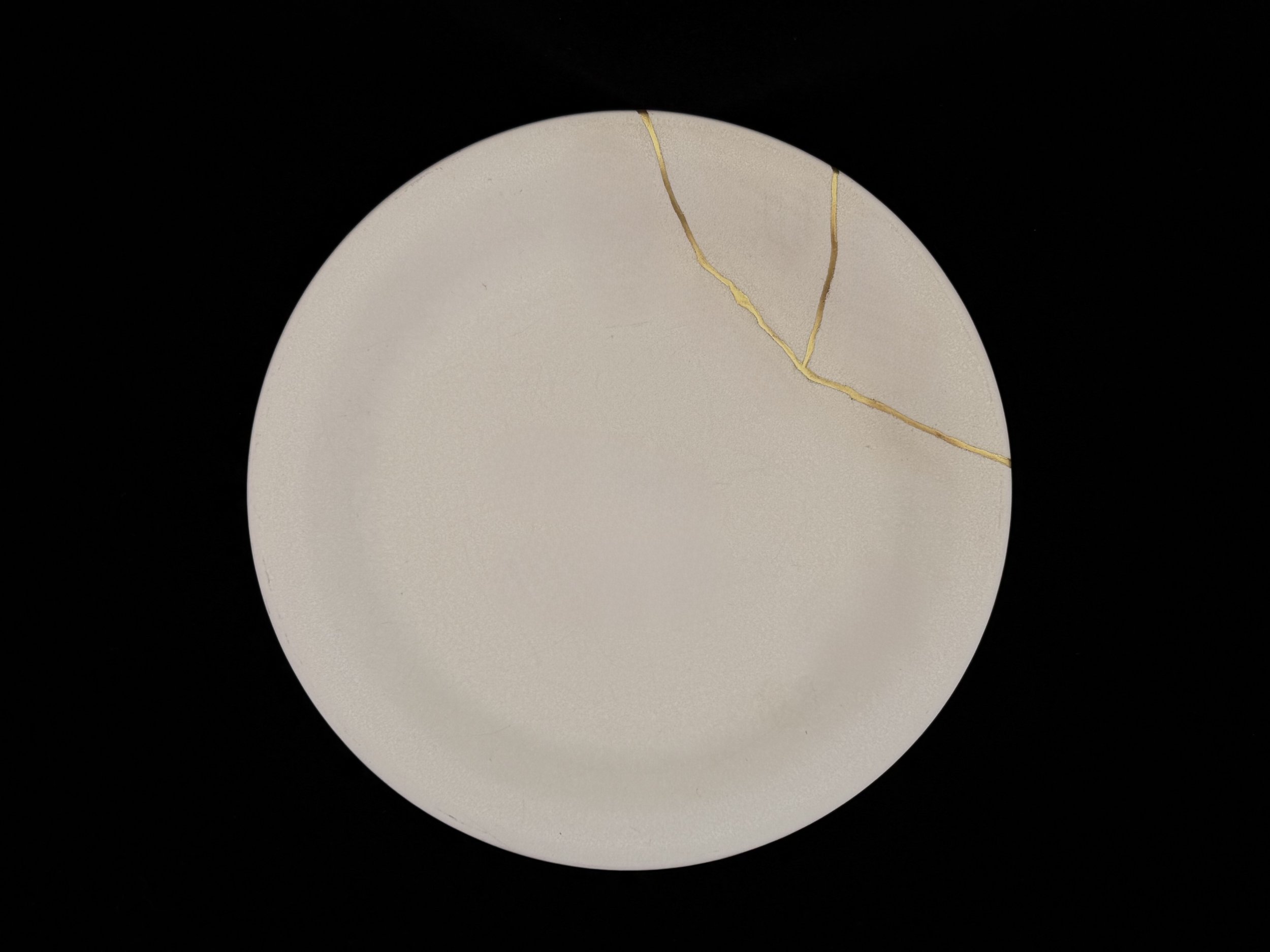 This one comes from my very own kitchen.
I love to cook, and I love these plates… but they’re a little accident-prone. On the bright side, it’s nice being able to enjoy my own kintsugi work when I sit down for dinner.