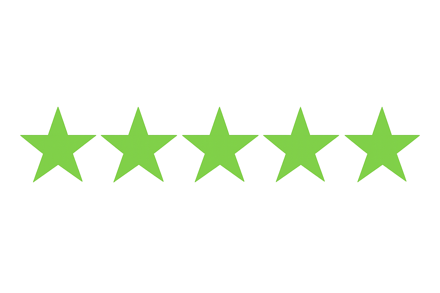 Eine Bewertung mit fünf grünen Sternen.