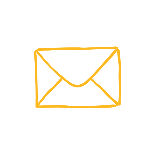 Orange outline of an envelope on a black background.