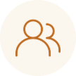 Icon of two simplified human figures, one in front of the other.