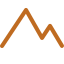 Stylized mountain peaks outline in orange against a dark background.