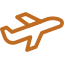 Silhouette of an airplane icon in brown color.