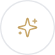 A sparkling star icon inside a black circle.