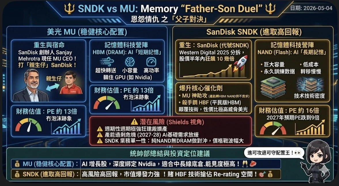 SanDisk (SNDK) 與 美光 (Micron, MU) 恩怨情仇之「父子對決」￼