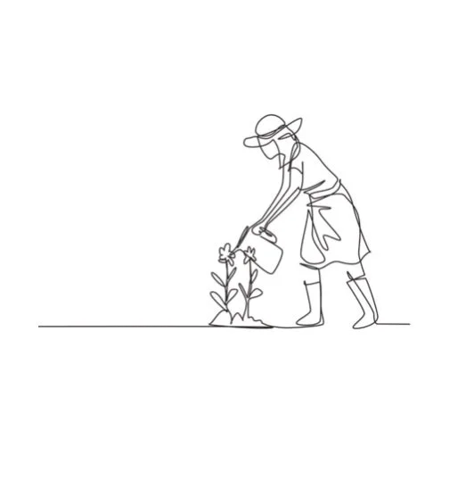 Working in my flower garden.