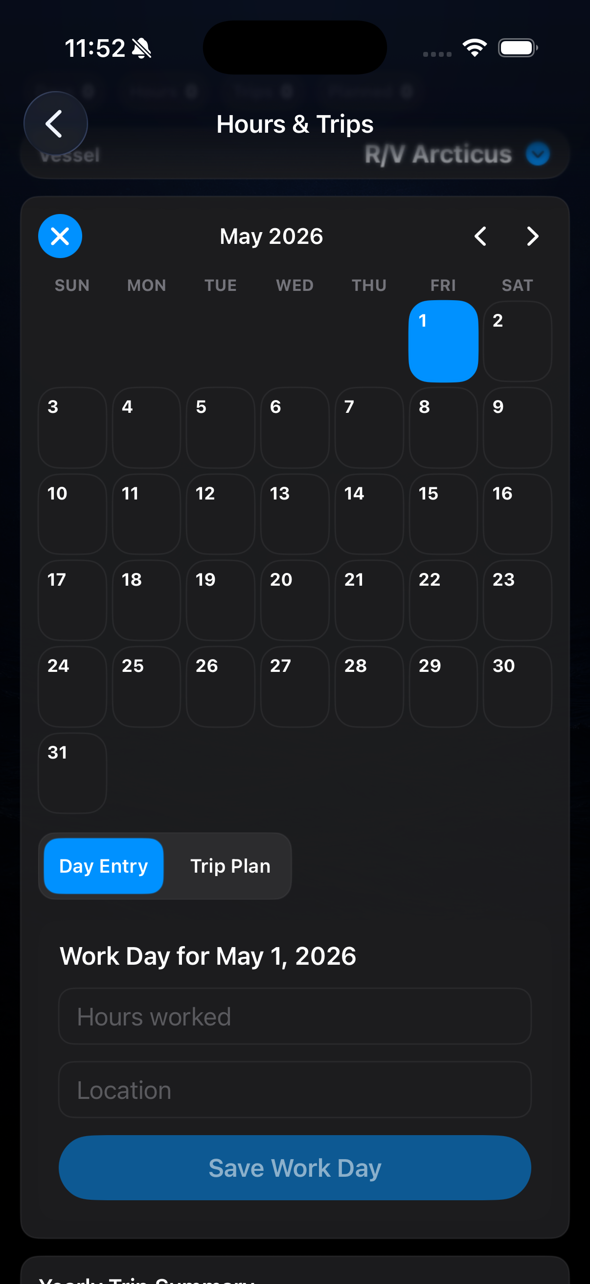 Work Schedule, Enter Daily work Hours