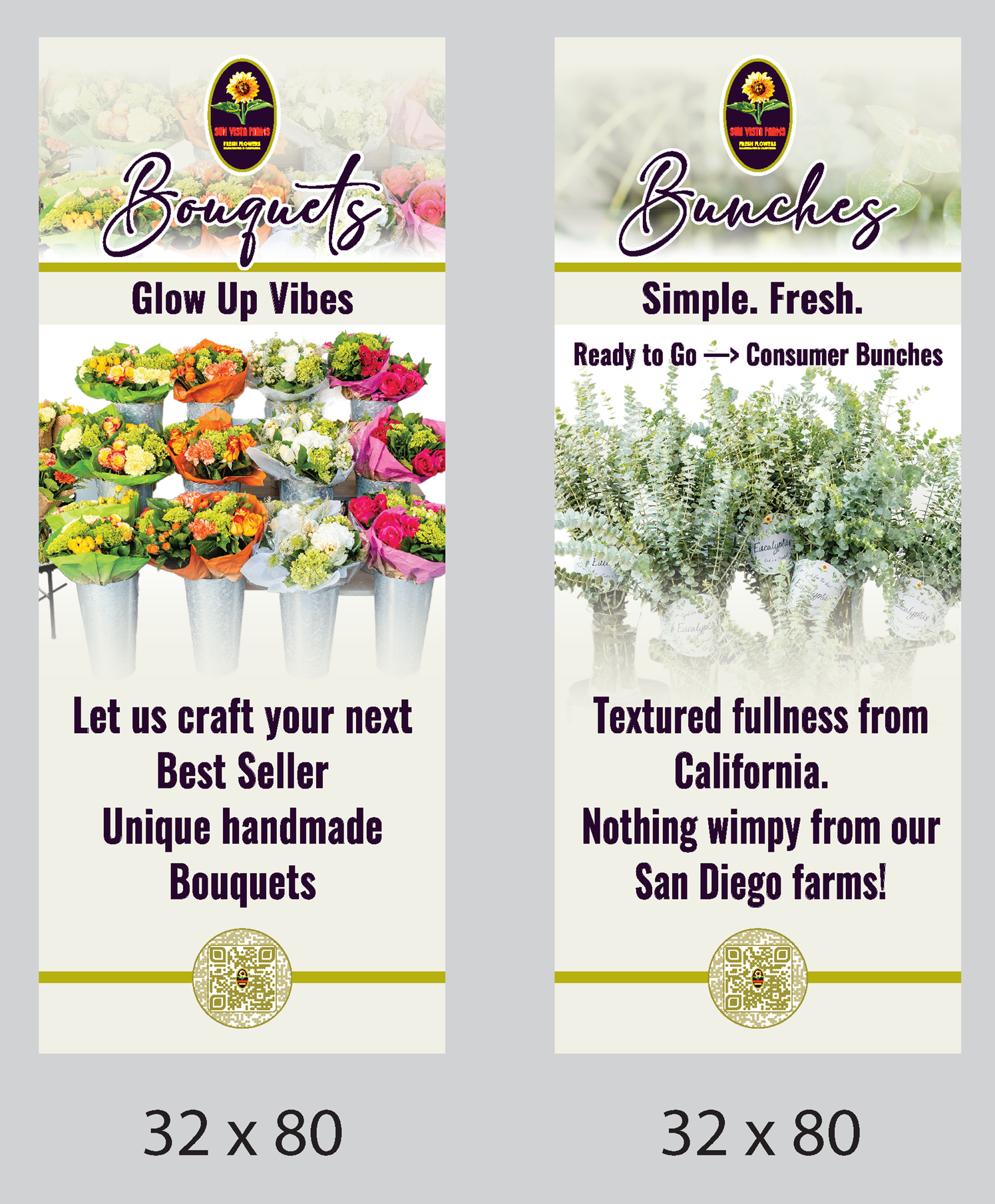 Large format high rez 2025 Sun Vista Farms Trade Show  Retractable Banners 32'“ x 80”