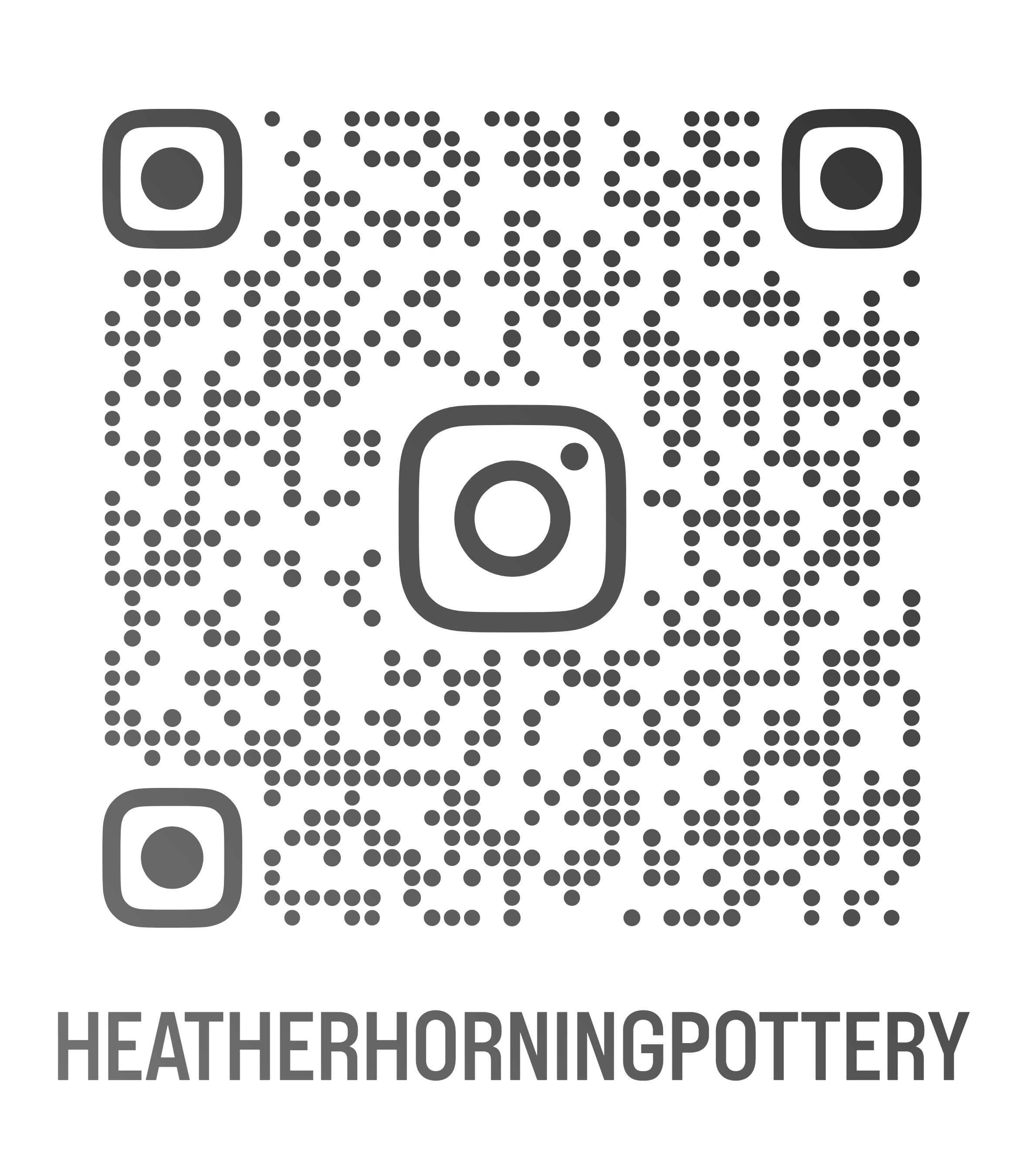 QR code with text below reading "HEATHERHORNINGPOTTERY"
