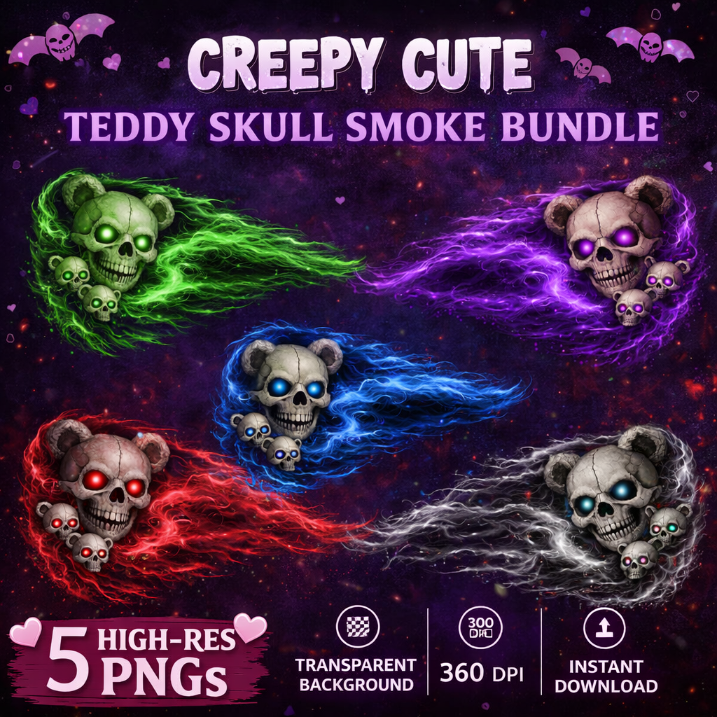 Creepy Cute Teddy Skull Smoke Bundle