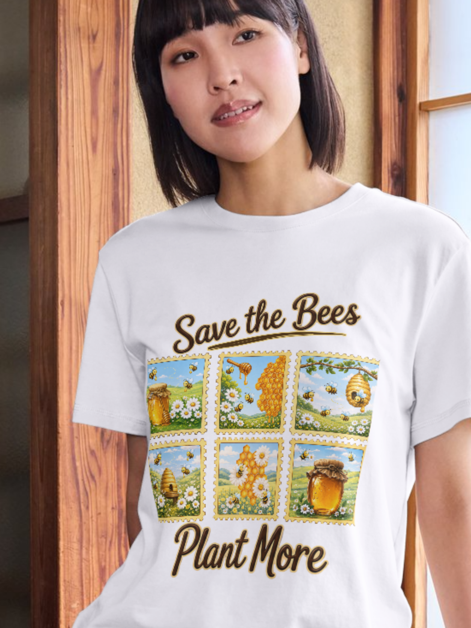 Save the Bees – 6 Bee Stamp PNG Collection