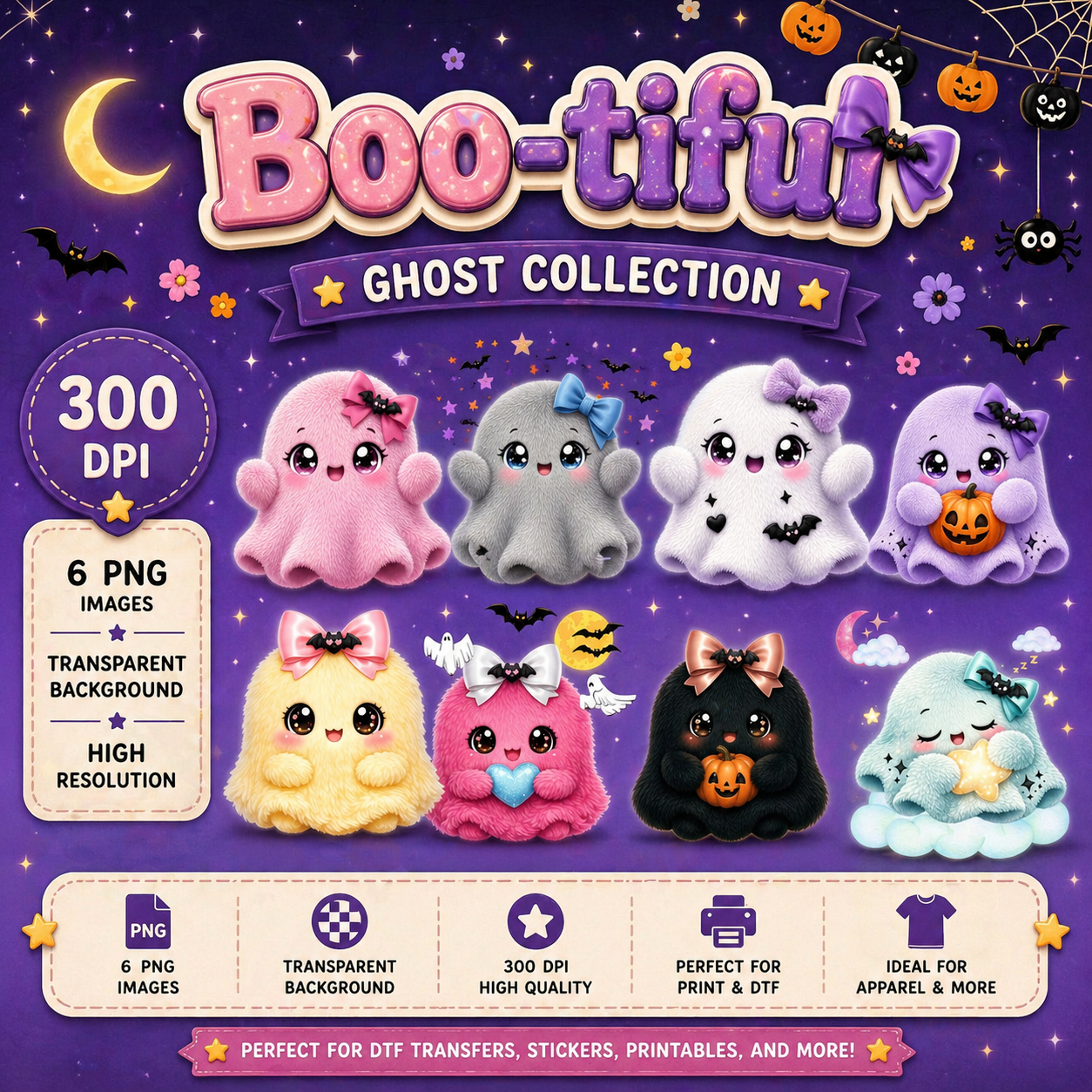 Boo-tiful Ghost Collection – 13 Cute Halloween PNGs