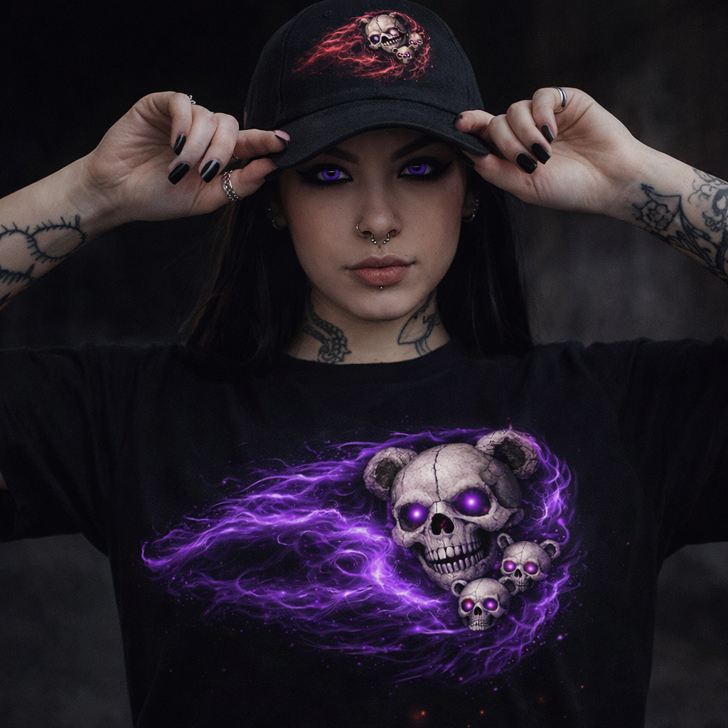 Edgy style with glowing teddy skulls.png