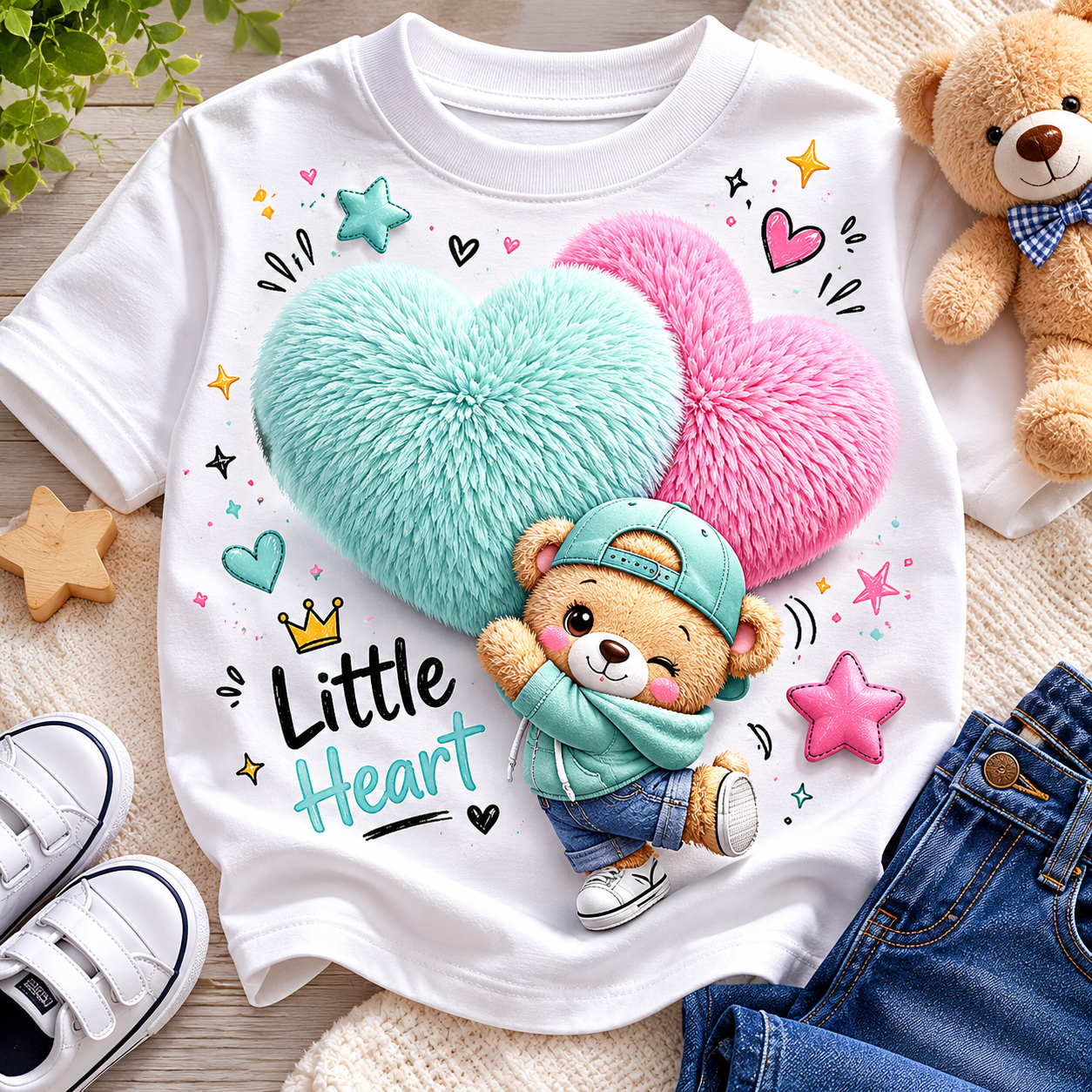 Double Hearts Fluffy PNG Bundle | 8 Pastel Heart Combos | Cute Valentine Sublimation PNGs | Kawaii Clipart Collection
