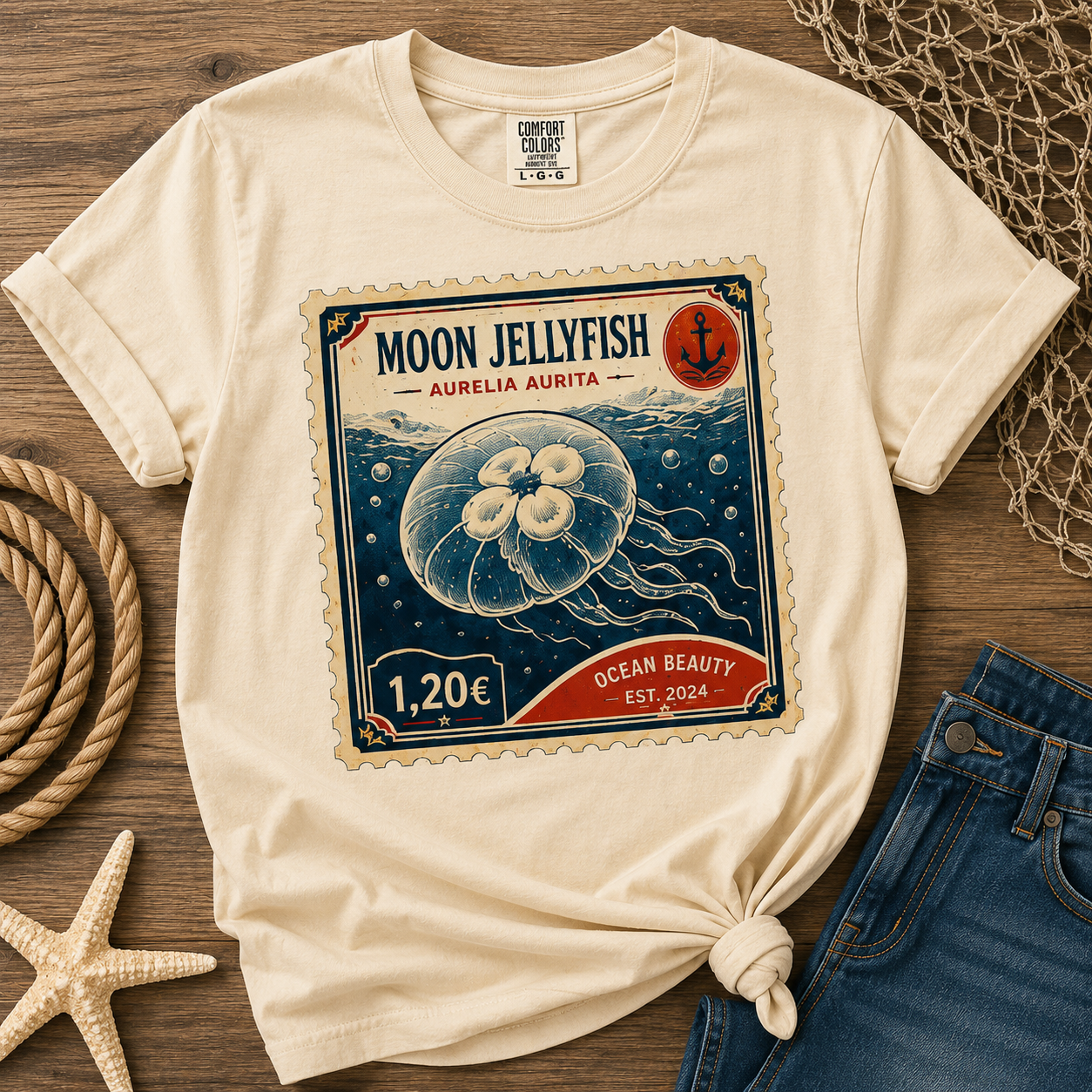 Vintage Jellyfish Stamp Collection | 9 Nautical Ocean Postage Stamp PNG Designs