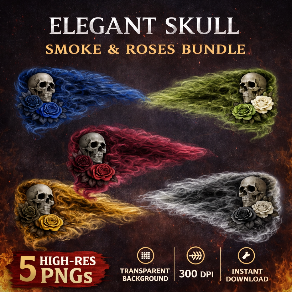 Elegant Skull Smoke & Roses Bundle