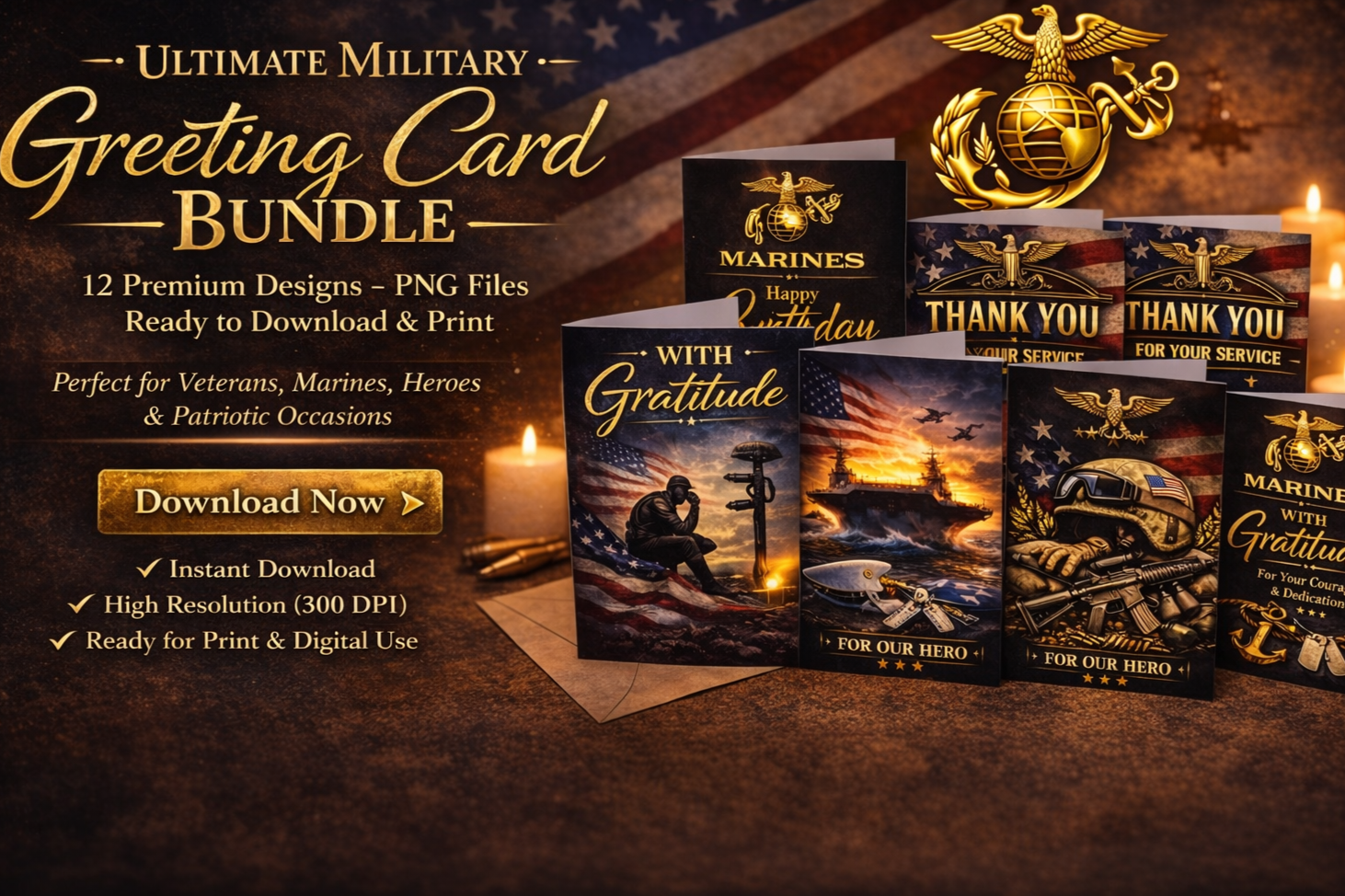 Patriotic Military Greeting Card Bundle