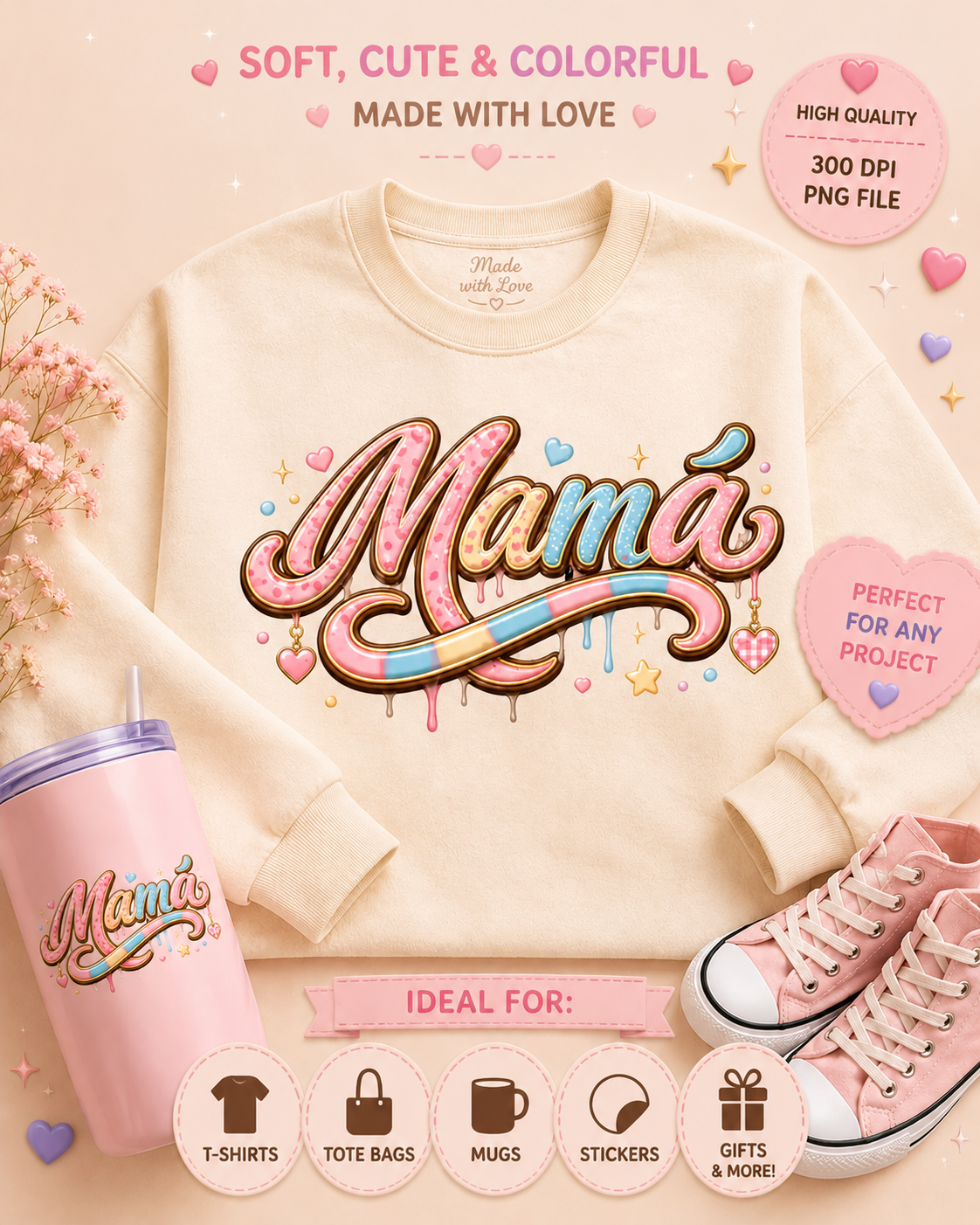 Sweet Mama Collection | 6 Trendy Mother's Day PNG Designs Bundle
