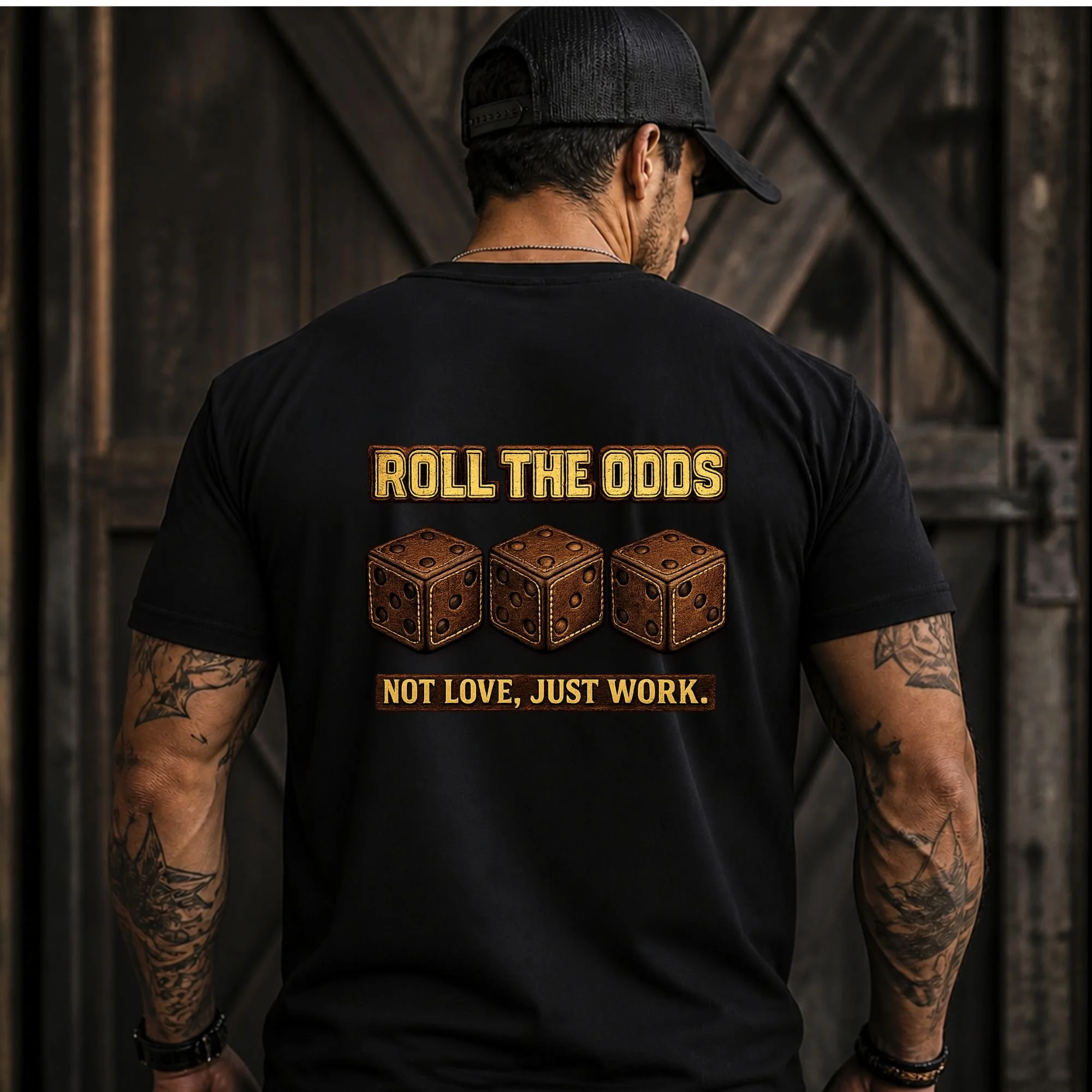 Roll The Odds – Not Love, Just Work | Leather Dice PNG Design
