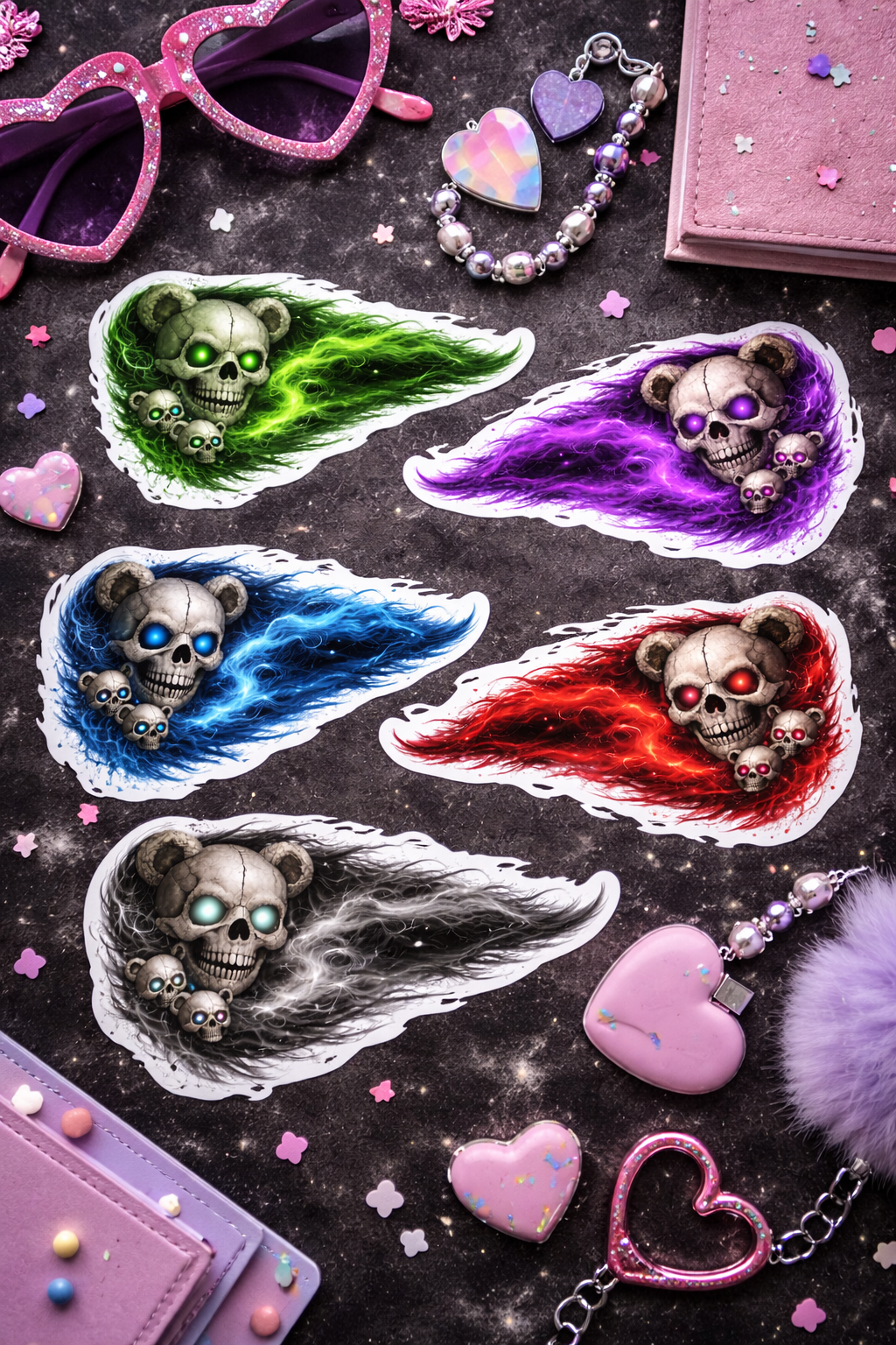 Creepy cute teddy skulls with pastel accents.png