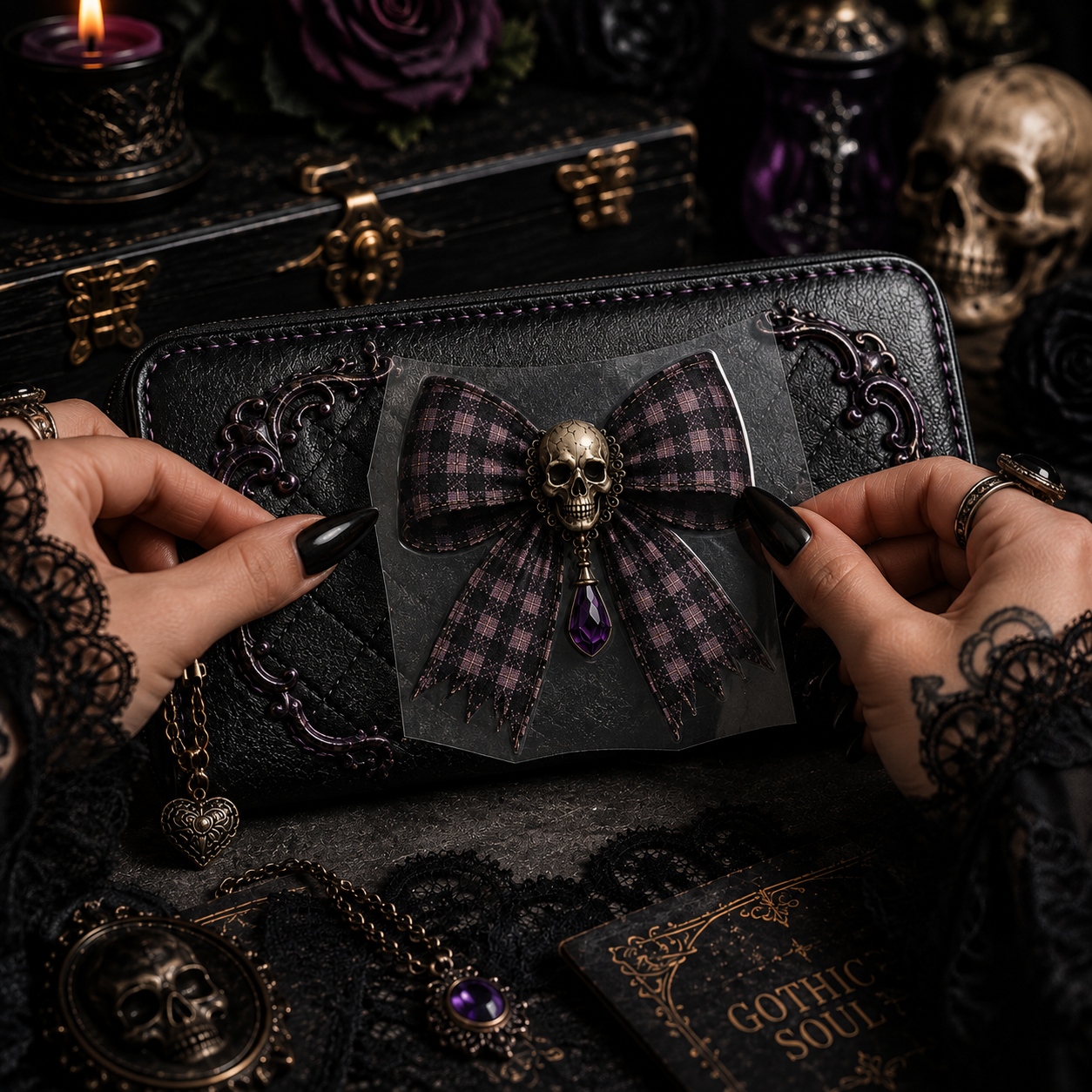 Gothic Coquette Skull Bow PNG Bundle | 15 Dark Vintage Bow Designs