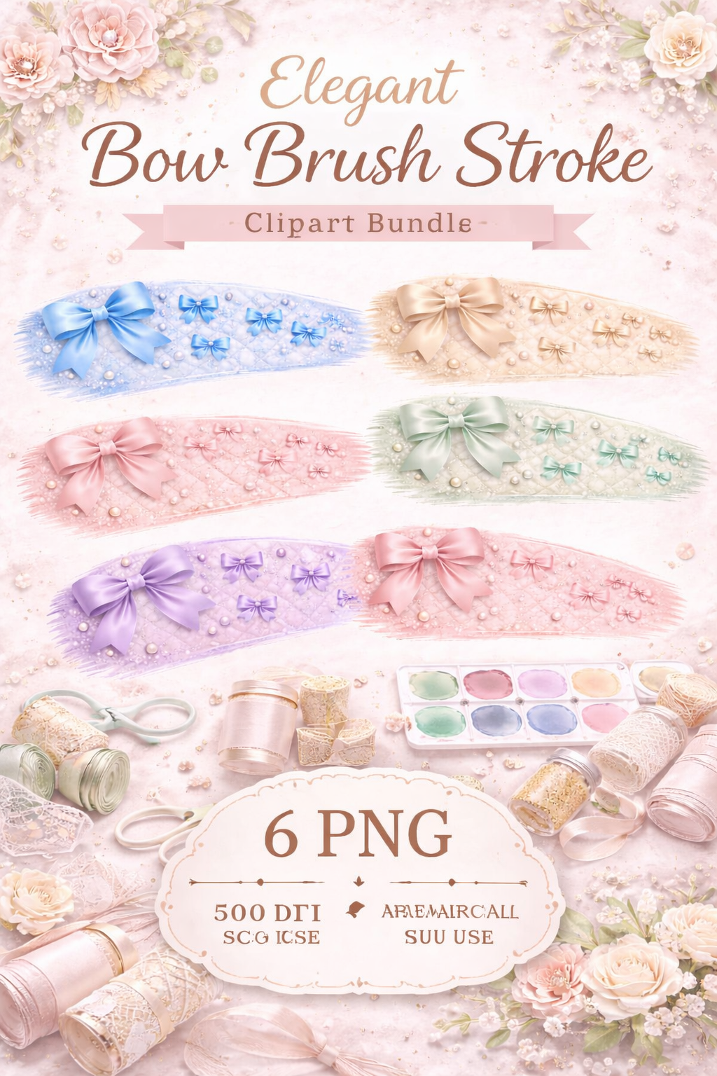 Elegant Bow Brush Stroke Clipart Set