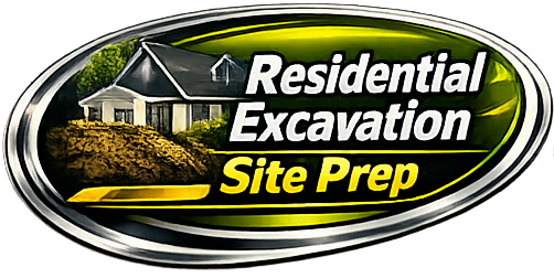 Logo for Residential Excavation Site Prep with a house and a pile of dirt