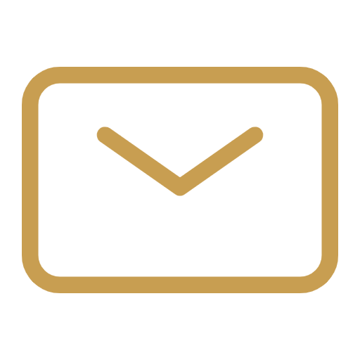 Icon of a clock with a gold border and hands showing 1:45.