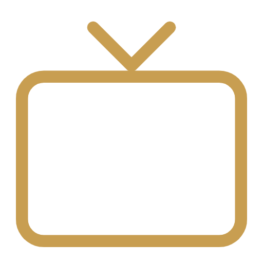 Simplified icon of a vintage television with antenna on top.