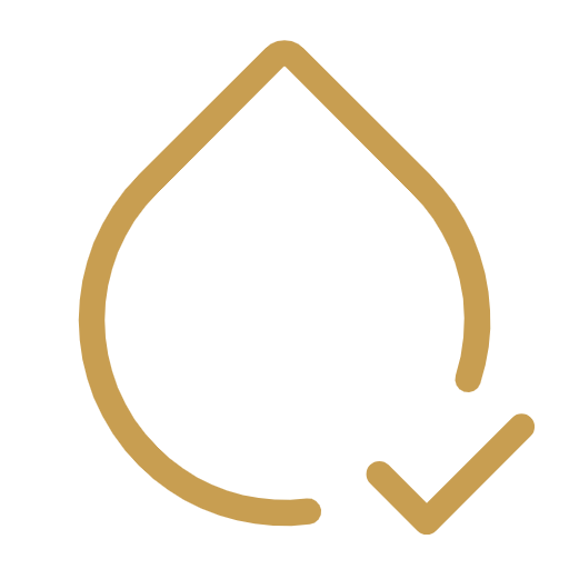 Outline of a water droplet with a checkmark inside.