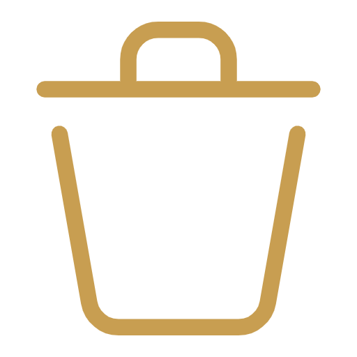 Outline of a shopping basket in gold color.