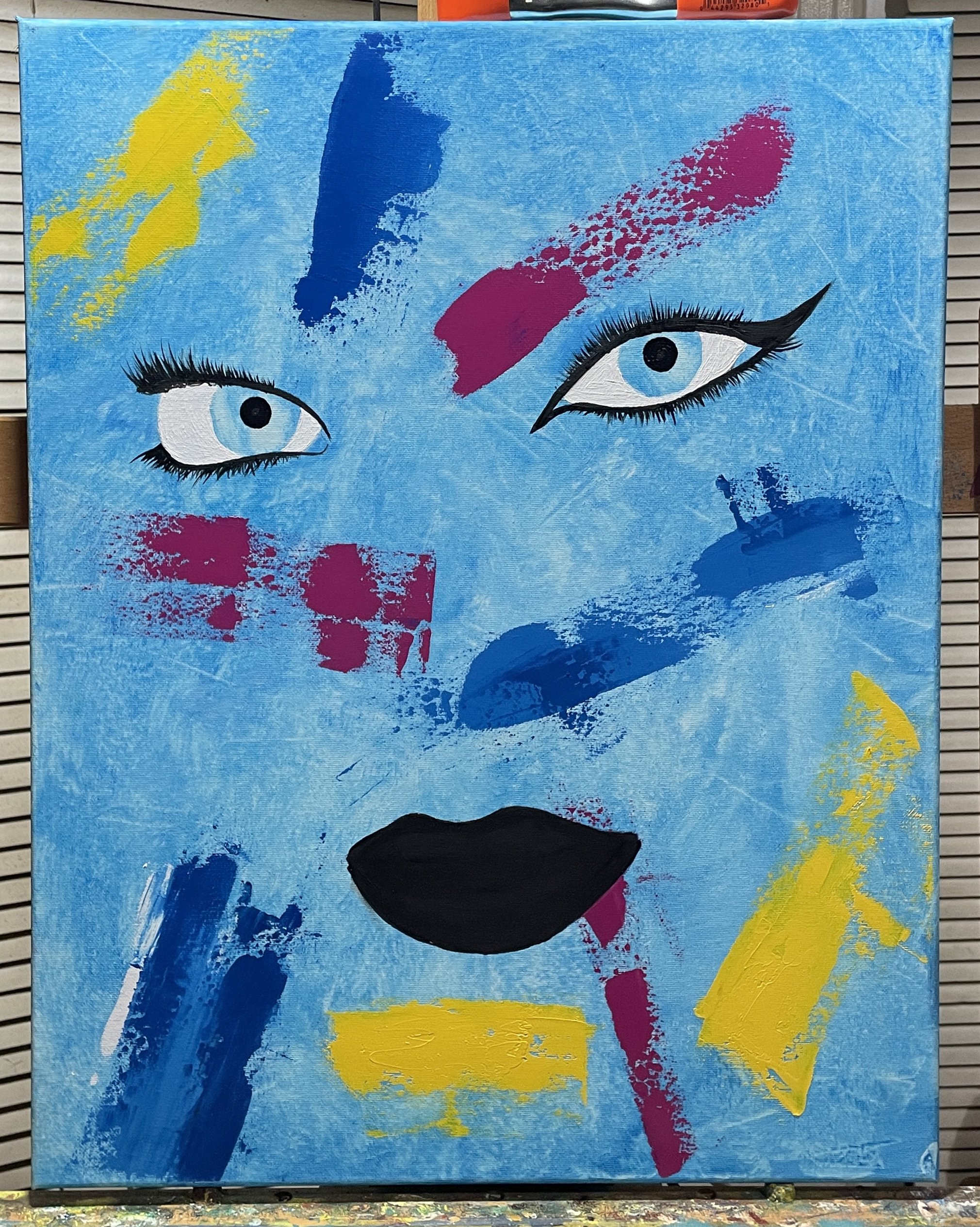 Lips and Eyes on Blue