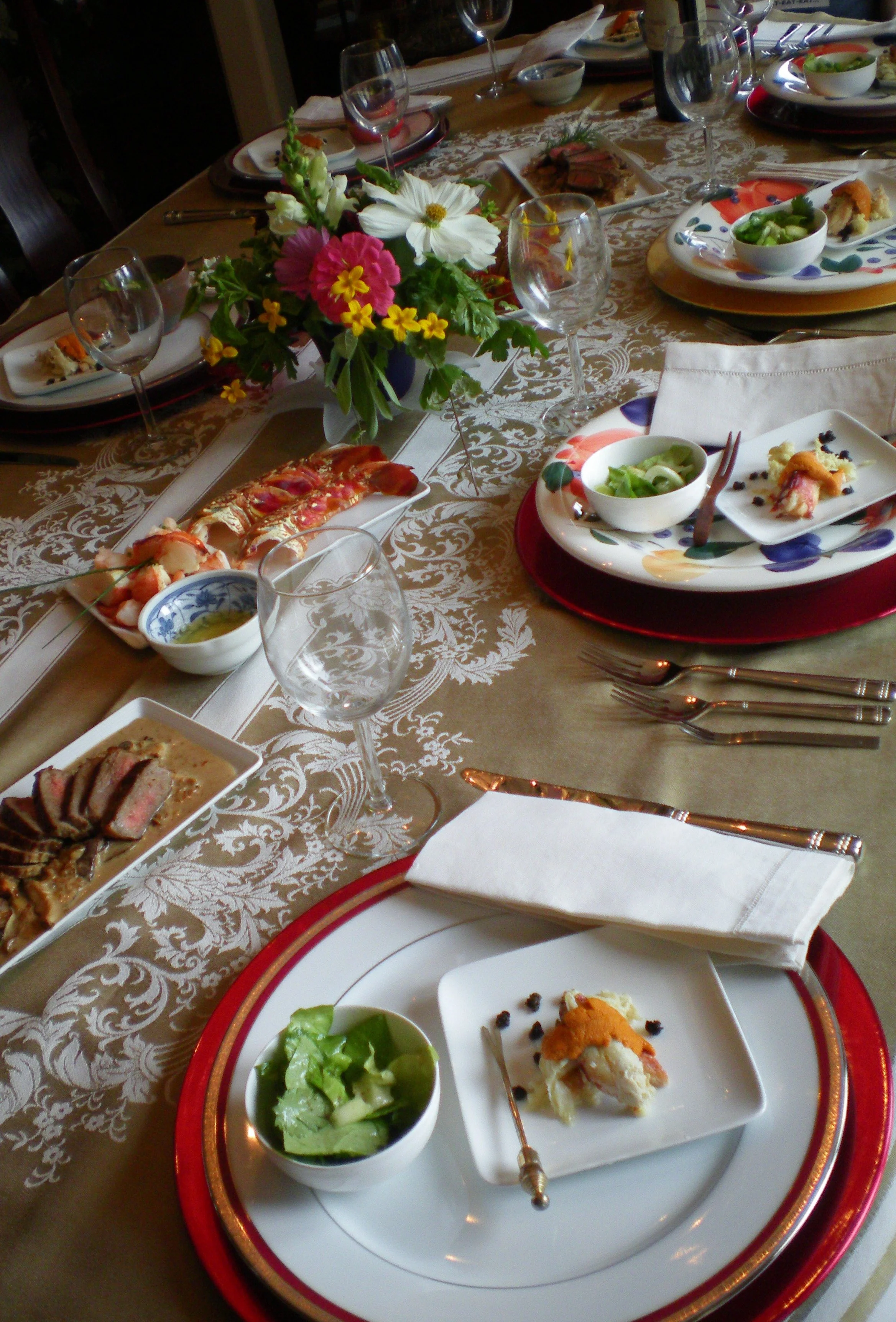 50-course birthday dinner table.
